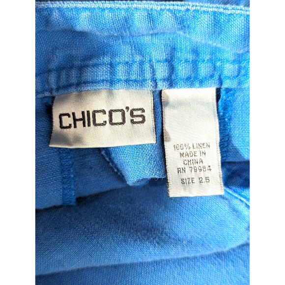 CHICO'S 100% Linen Cropped Pant Pockets Casual Wide Leg Size 2.5 (L/14) - Picture 4 of 5